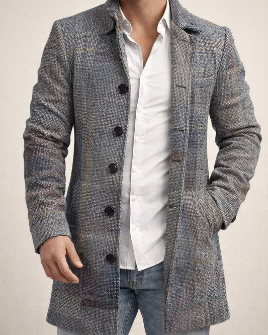 Autumn and Winter New Men's Tweed Stand-up Collar in The Long Casual Slim-type Explosion of Single-breasted Tweed Coat | JRSEE:5df63bfa-dd7c-406a-91d5-b0a63cd652a5