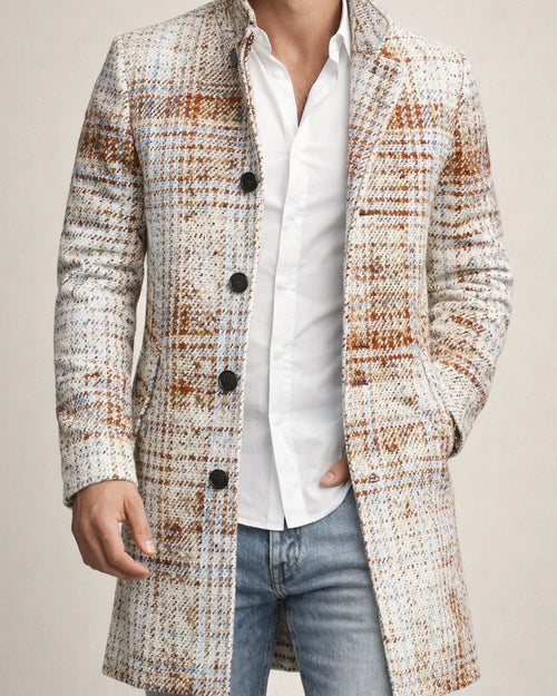 Autumn and Winter New Men's Tweed Stand-up Collar in The Long Casual Slim-type Explosion of Single-breasted Tweed Coat | JRSEE:e7c24ba2-6a67-4856-8ec6-f00e38a9fb91
