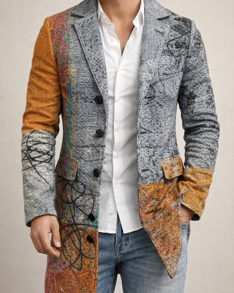Autumn and Winter New Men's Tweed Stand-up Collar in The Long Casual Slim-type Explosion of Single-breasted Tweed Coat | JRSEE:94bf47ba-a959-47d1-8aac-93dde7790c76