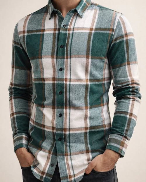 Autumn and Winter New Multi-color Men's Plaid Loose Casual Lapel Long-sleeved Shirt Thickened Shirt Cardigan | JRSEE:984819a9-c978-4742-8b49-680a27f72682