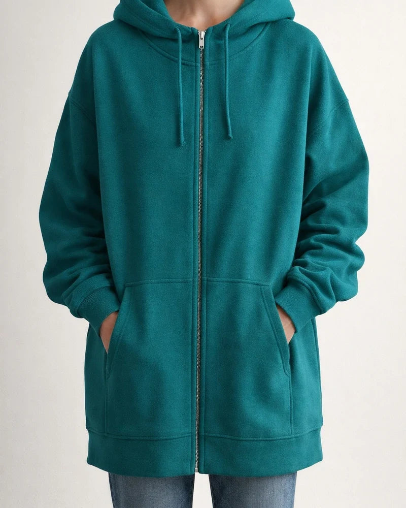 Autumn and Winter New Personality Street Sweater Zipper Hooded Long Section Padded Loose Type Sweater Jacket | JRSEE:64f72e39-5c7e-41c1-9f0f-2a922297adc0