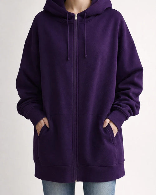 Autumn and Winter New Personality Street Sweater Zipper Hooded Long Section Padded Loose Type Sweater Jacket | JRSEE:b71ae7f2-629f-4a97-b51f-fd58e555eccf