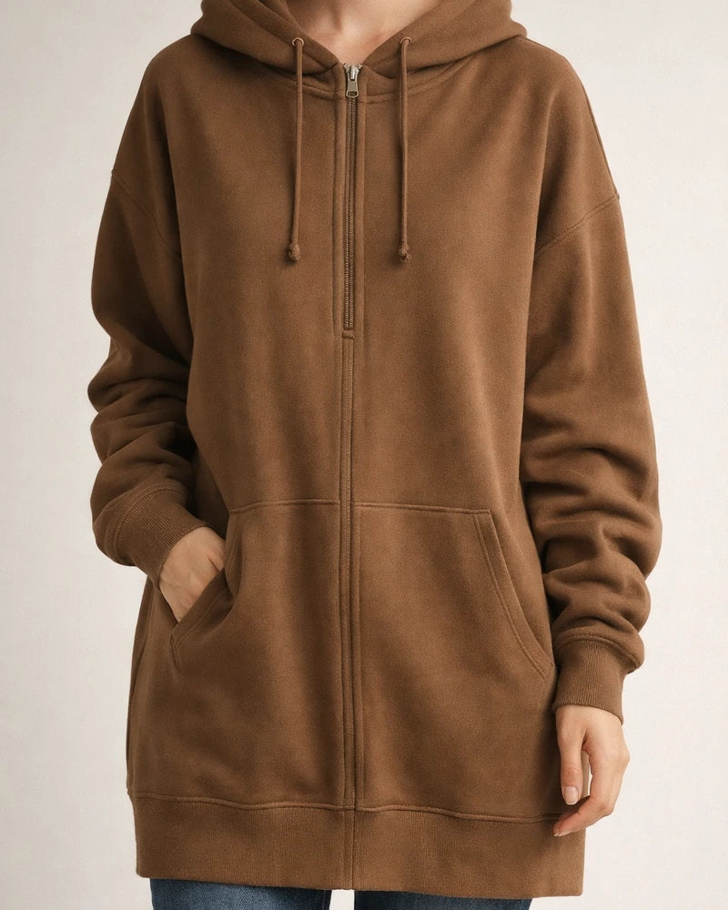 Autumn and Winter New Personality Street Sweater Zipper Hooded Long Section Padded Loose Type Sweater Jacket | JRSEE:14570dd3-bc33-40b3-b66b-a50b5dd7dd7f