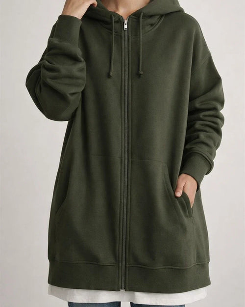 Autumn and Winter New Personality Street Sweater Zipper Hooded Long Section Padded Loose Type Sweater Jacket | JRSEE:e15e96b2-34ec-44c4-8b1f-45fb1933b4c1