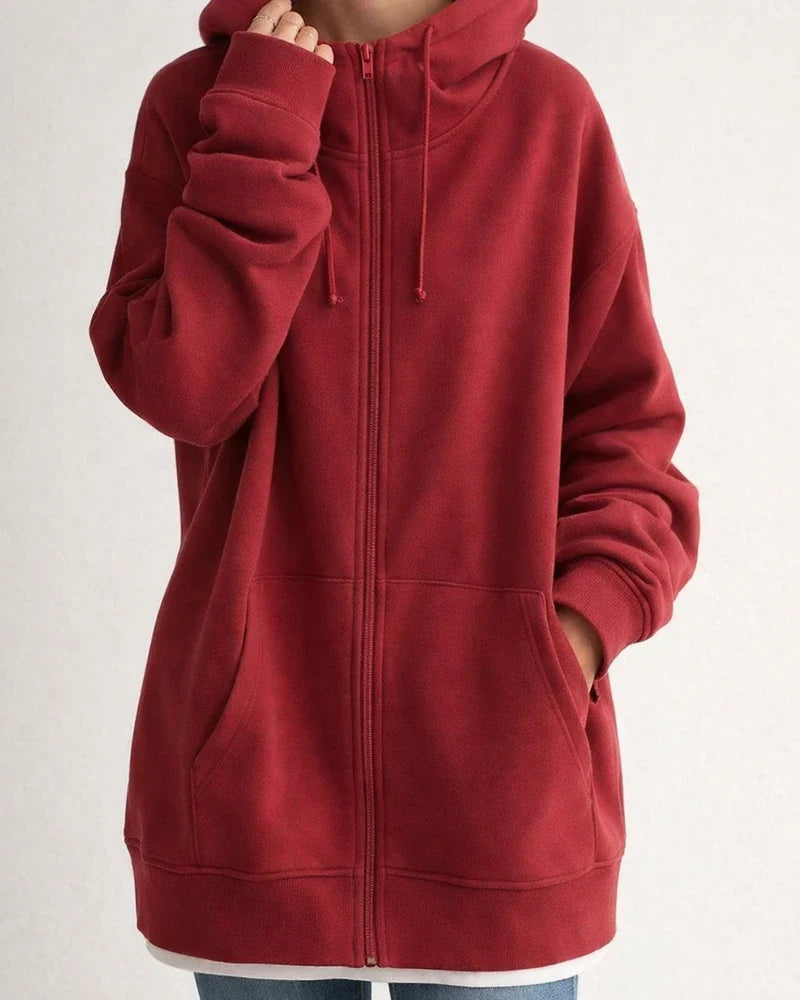 Autumn and Winter New Personality Street Sweater Zipper Hooded Long Section Padded Loose Type Sweater Jacket | JRSEE:0919348e-5a23-45ef-9c22-870ff6532c99