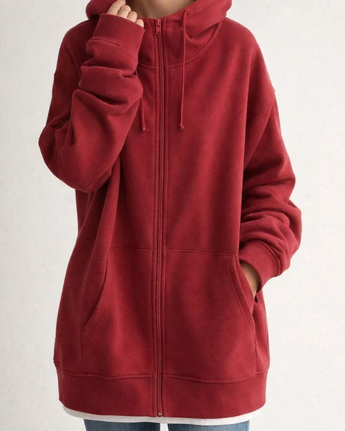 Autumn and Winter New Personality Street Sweater Zipper Hooded Long Section Padded Loose Type Sweater Jacket | JRSEE:0919348e-5a23-45ef-9c22-870ff6532c99