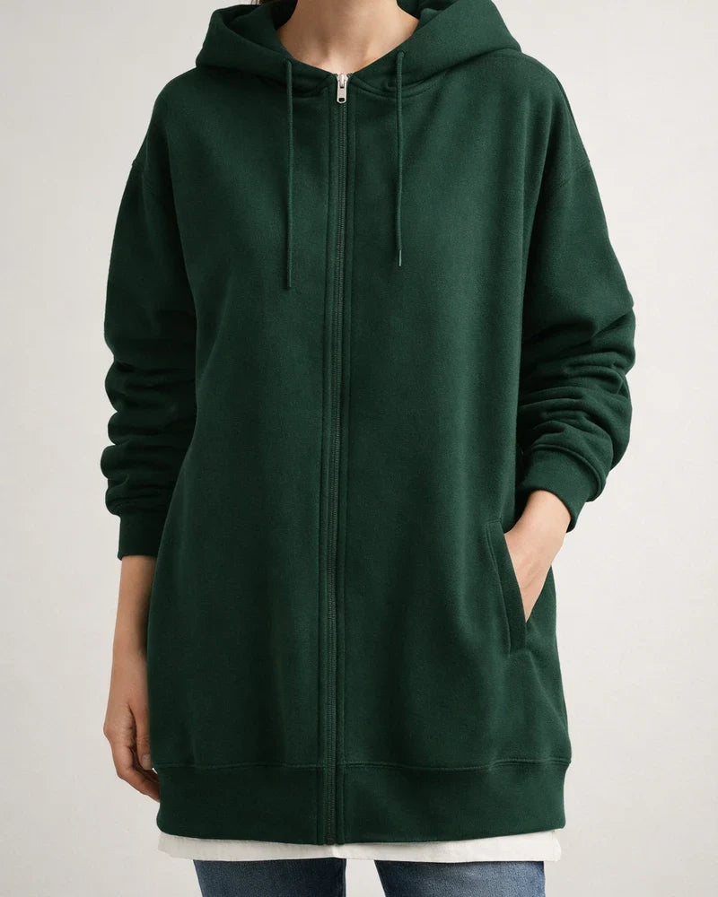 Autumn and Winter New Personality Street Sweater Zipper Hooded Long Section Padded Loose Type Sweater Jacket | JRSEE:91098a5b-86c7-43b6-89d4-7dfa472a2d1f