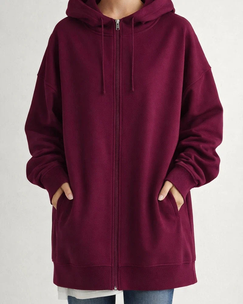 Autumn and Winter New Personality Street Sweater Zipper Hooded Long Section Padded Loose Type Sweater Jacket | JRSEE:367c0ae8-602a-4e79-a10b-c4b9a3c975a1