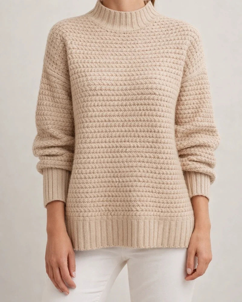 Autumn and Winter New Semi-high Collar Loose Solid Color Long-sleeved Sweater Women | JRSEE:1ffa0cc5-c1a7-410d-925f-e01225b3e31a