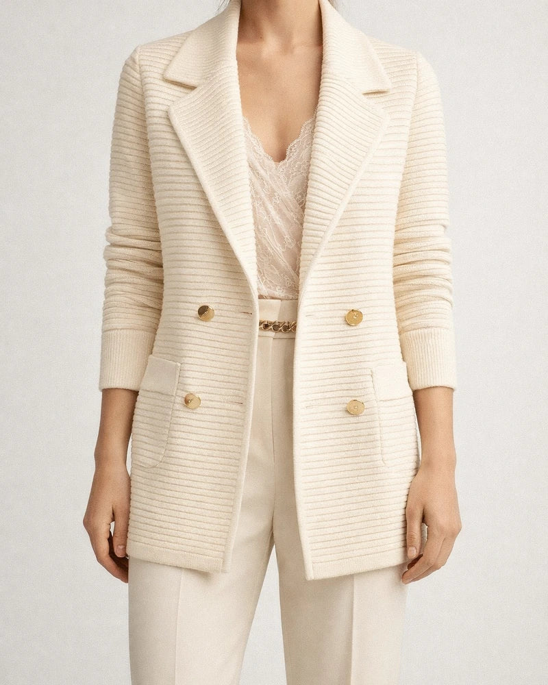 Autumn and Winter New Solid-color Lapel Long-sleeved Pit Stripes Comfortable Casual Cardigan Jacket Intellectual Style Women's | JRSEE:015d5fbc-1674-4df8-bffd-781d08fb8128