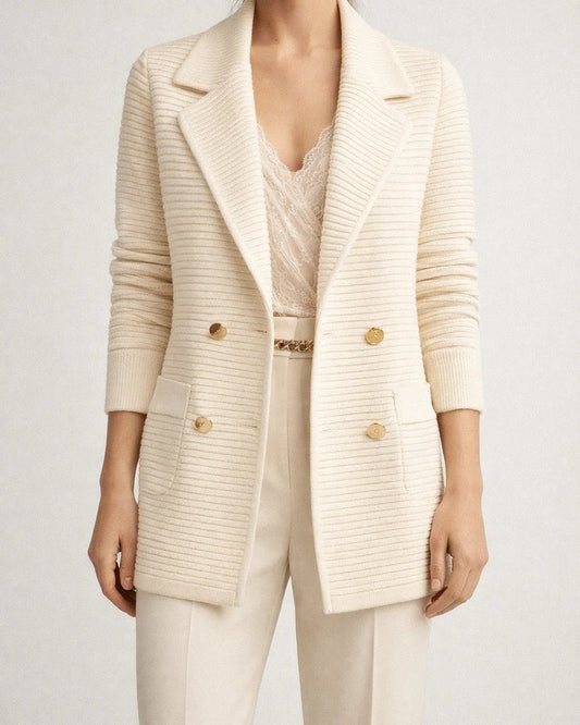 Autumn and Winter New Solid-color Lapel Long-sleeved Pit Stripes Comfortable Casual Cardigan Jacket Intellectual Style Women's | JRSEE:015d5fbc-1674-4df8-bffd-781d08fb8128