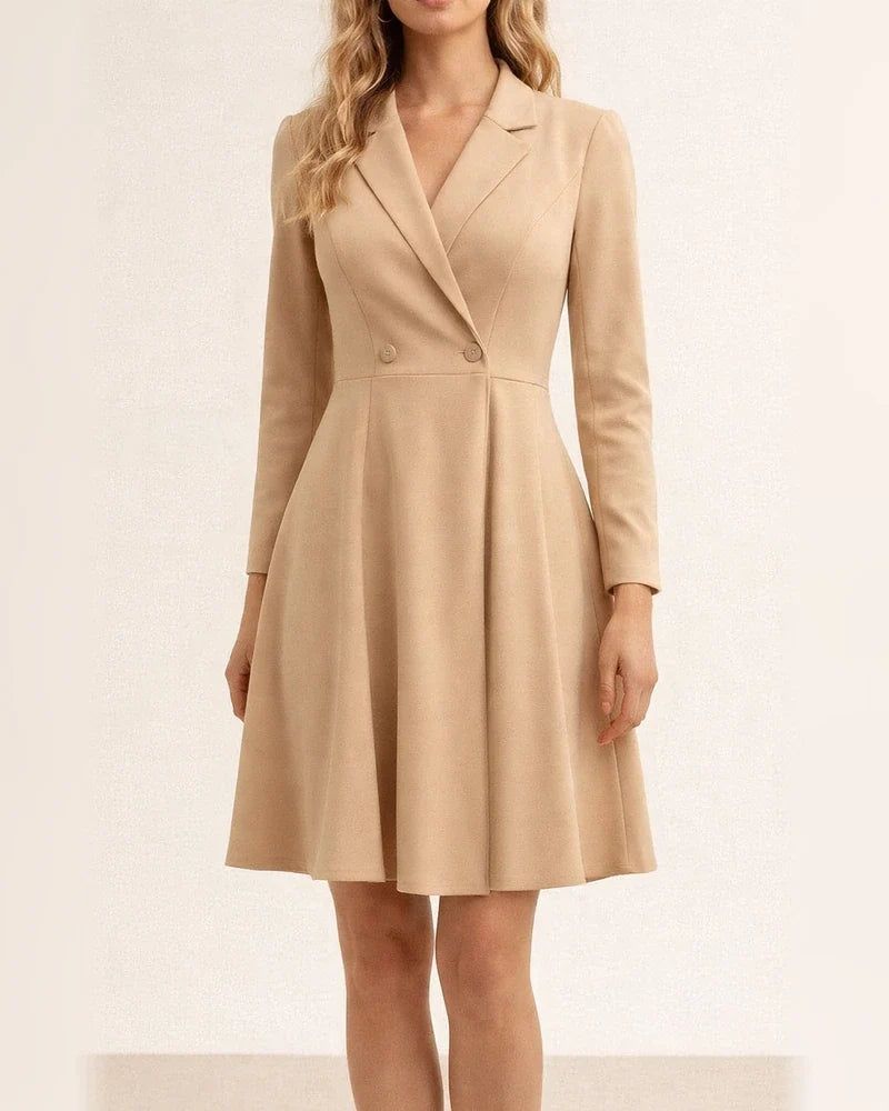 Autumn and Winter New Temperament Commuter Women's High-waisted Solid Color Double-breasted Long-sleeved Dress Jacket | JRSEE:06762fb3-8226-459c-a007-9f5b41fbbdab