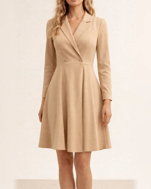 Autumn and Winter New Temperament Commuter Women's High-waisted Solid Color Double-breasted Long-sleeved Dress Jacket | JRSEE:06762fb3-8226-459c-a007-9f5b41fbbdab