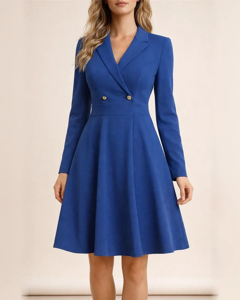 Autumn and Winter New Temperament Commuter Women's High-waisted Solid Color Double-breasted Long-sleeved Dress Jacket | JRSEE:8239a0be-0f7a-4063-ace9-c274763e5ece
