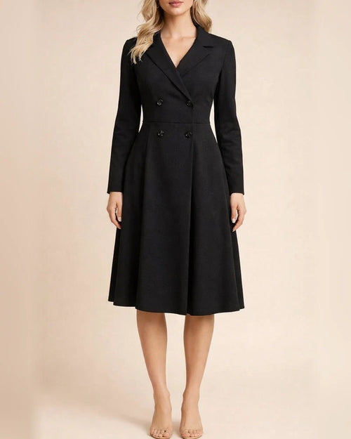 Autumn and Winter New Temperament Commuter Women's High-waisted Solid Color Double-breasted Long-sleeved Dress Jacket | JRSEE:081bd1b3-dc1a-46d3-918f-f26ea8598076