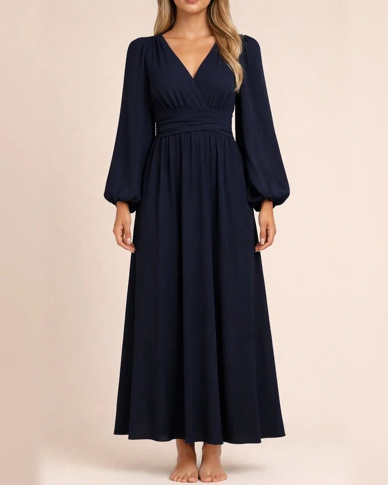 Autumn and Winter New Women's Lantern Sleeves V-neck High Split Dresses | JRSEE:9e7fadf7-2192-4450-8feb-31f24def7c72