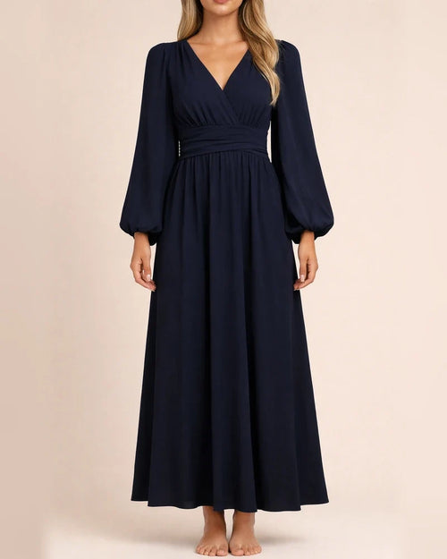 Autumn and Winter New Women's Lantern Sleeves V-neck High Split Dresses | JRSEE:9e7fadf7-2192-4450-8feb-31f24def7c72
