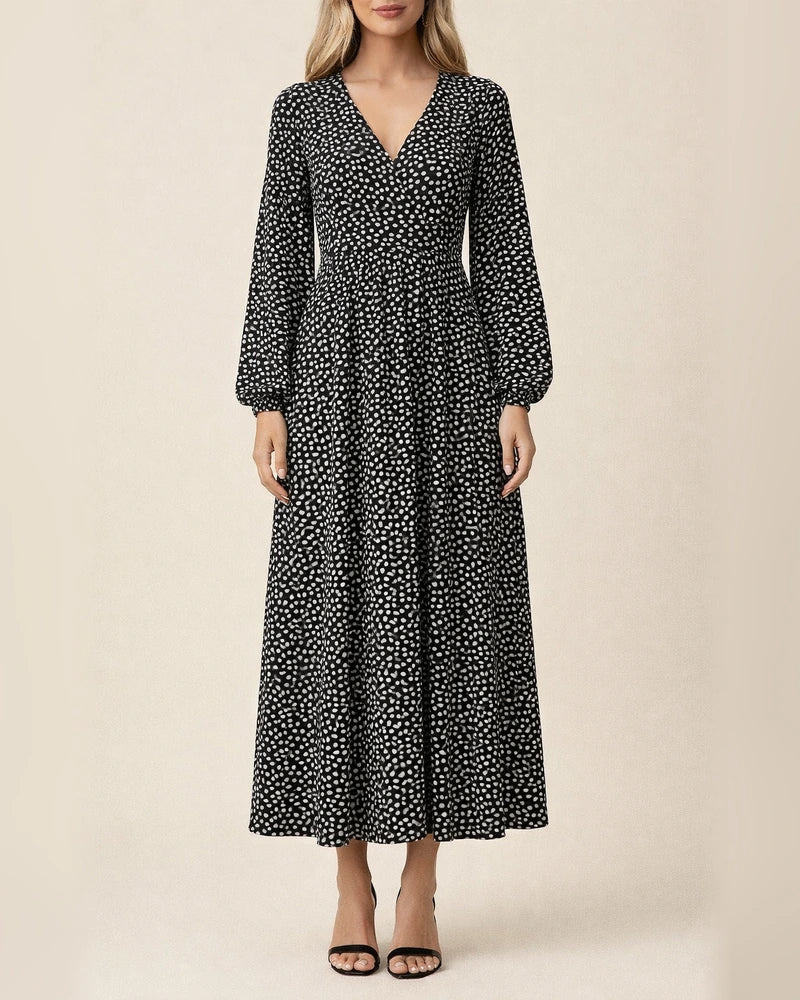 Autumn and Winter New Women's Lantern Sleeves V-neck High Split Dresses | JRSEE:8d398242-dd5c-4839-b07a-4af45a666080