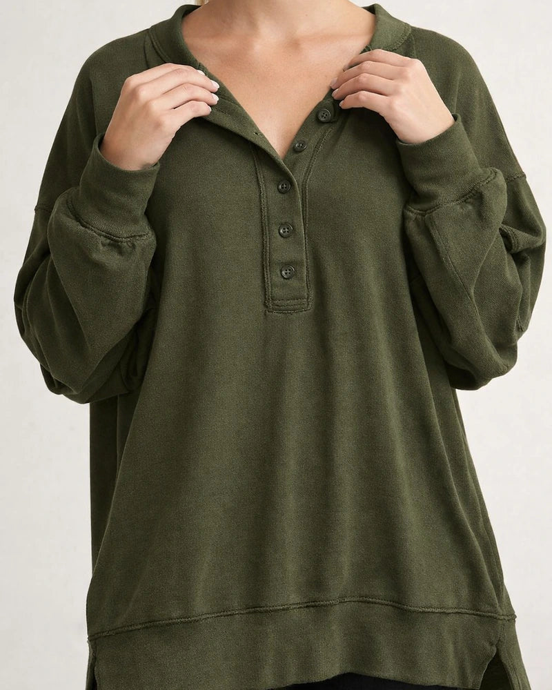 Autumn and Winter New Women's Round Neck Solid Color Buttons Loose Sweater Long-sleeved Tops | JRSEE:3a5fc362-a03f-42db-a01b-5257c9a20478