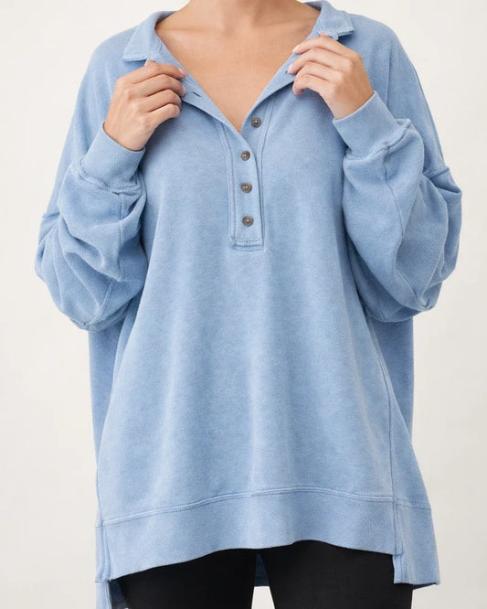 Autumn and Winter New Women's Round Neck Solid Color Buttons Loose Sweater Long-sleeved Tops | JRSEE:07852222-64f2-4711-a260-901cbf070ee8