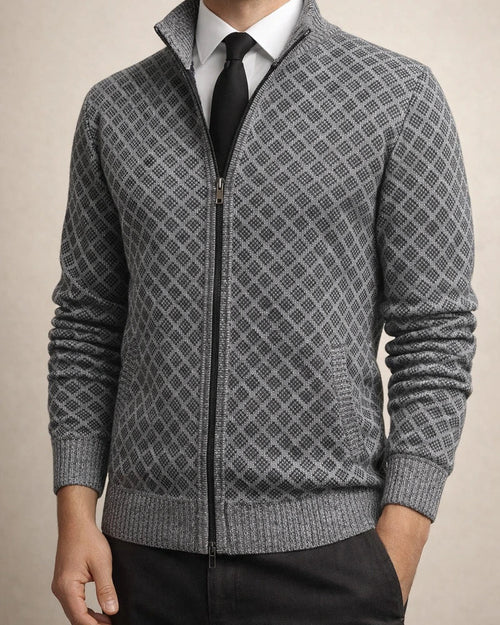 Autumn and Winter Padded Thickened Casual Cardigan Sweater Men's Stand-up Collar Zipper Knitted Sweater Coat | JRSEE:330eb15a-a96a-4f08-b610-162a7ff84208