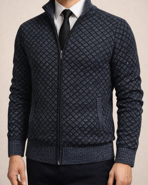 Autumn and Winter Padded Thickened Casual Cardigan Sweater Men's Stand-up Collar Zipper Knitted Sweater Coat | JRSEE:fa671d6c-5360-43a5-8959-6b151ff53c6b