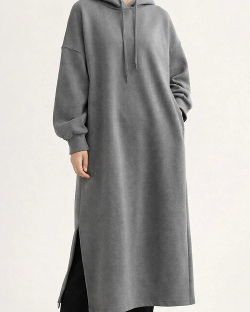 Autumn and Winter Solid Color Fashion Fleece Medium-length Section Hedging Temperament Commuting Leisure Hooded Sweater Long Skirt | JRSEE:31685db2-b352-4299-9afd-d0c57e91e65c