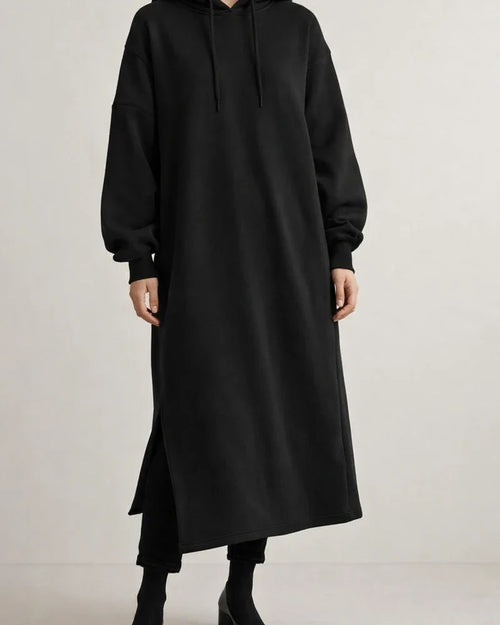 Autumn and Winter Solid Color Fashion Fleece Medium-length Section Hedging Temperament Commuting Leisure Hooded Sweater Long Skirt | JRSEE:863ddb94-8503-48ca-bde2-3a11e1b839c7