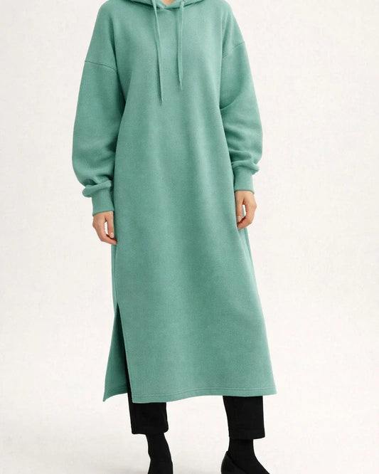 Autumn and Winter Solid Color Fashion Fleece Medium-length Section Hedging Temperament Commuting Leisure Hooded Sweater Long Skirt | JRSEE:953941e1-3b1d-4ef9-b657-9ef169b2a80d