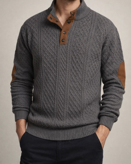 Autumn and Winter Solid Color Pullover Men's Outdoor Casual Stand-up Collar Long Sleeve Jacquard Knit Pullover Sweater | JRSEE:6fb44df4-bb06-4444-9edf-3fc996e12dd6