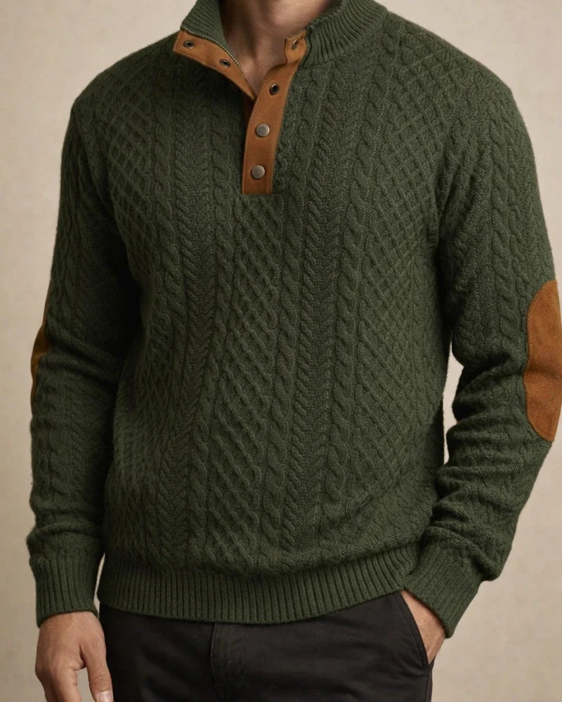Autumn and Winter Solid Color Pullover Men's Outdoor Casual Stand-up Collar Long Sleeve Jacquard Knit Pullover Sweater | JRSEE:eec04895-3847-4ff3-bbd3-6edbda97d651