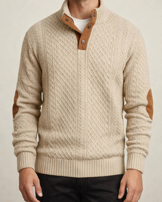 Autumn and Winter Solid Color Pullover Men's Outdoor Casual Stand-up Collar Long Sleeve Jacquard Knit Pullover Sweater | JRSEE:a01ded1d-13b1-402f-813c-789c6ae3cba2
