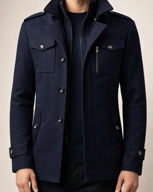 Autumn and Winter Tweed Coat Men's Fashion Middle-aged Double Collar Wool Coat Jacket | JRSEE:03ec7911-02a4-4f0d-a860-175e8df1a964