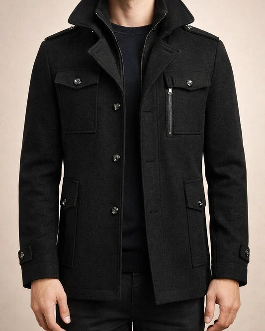 Autumn and Winter Tweed Coat Men's Fashion Middle-aged Double Collar Wool Coat Jacket | JRSEE:b0e76830-d9b6-4b95-b412-5dd627394a3f