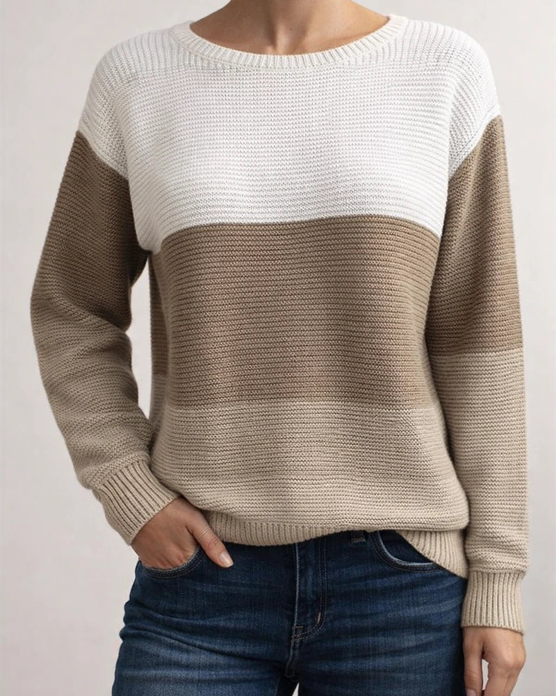 Autumn and Winter Women's Season New Knitted Sweater Round Neck Long Sleeve Sweater | JRSEE:50849ac6-8c1f-4828-a626-1da2683fd590