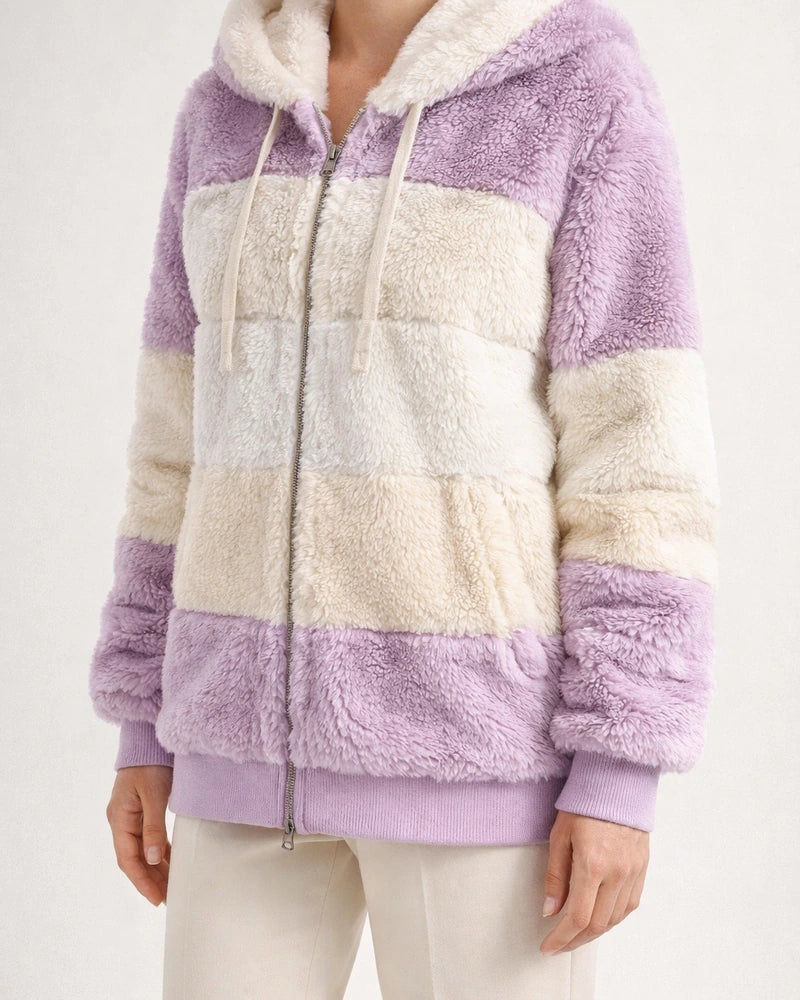 Autumn and Winter Women's Warm Plush Quilted Zipper Hooded Loose Jacket | JRSEE:31070656-180a-4c9c-b907-a14888e88694