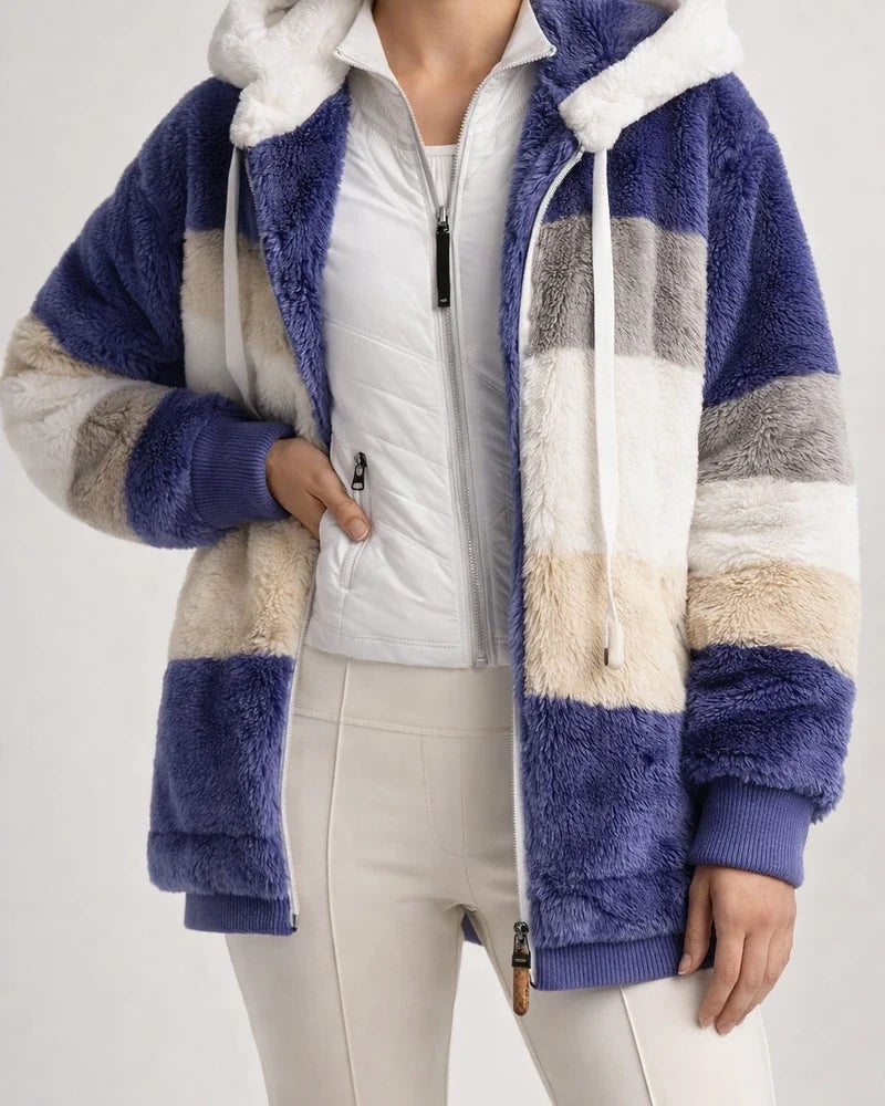 Autumn and Winter Women's Warm Plush Quilted Zipper Hooded Loose Jacket | JRSEE:4c5f1ff4-6442-4a31-aeba-699cc46b2d72