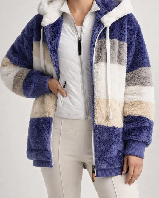 Autumn and Winter Women's Warm Plush Quilted Zipper Hooded Loose Jacket | JRSEE:4c5f1ff4-6442-4a31-aeba-699cc46b2d72
