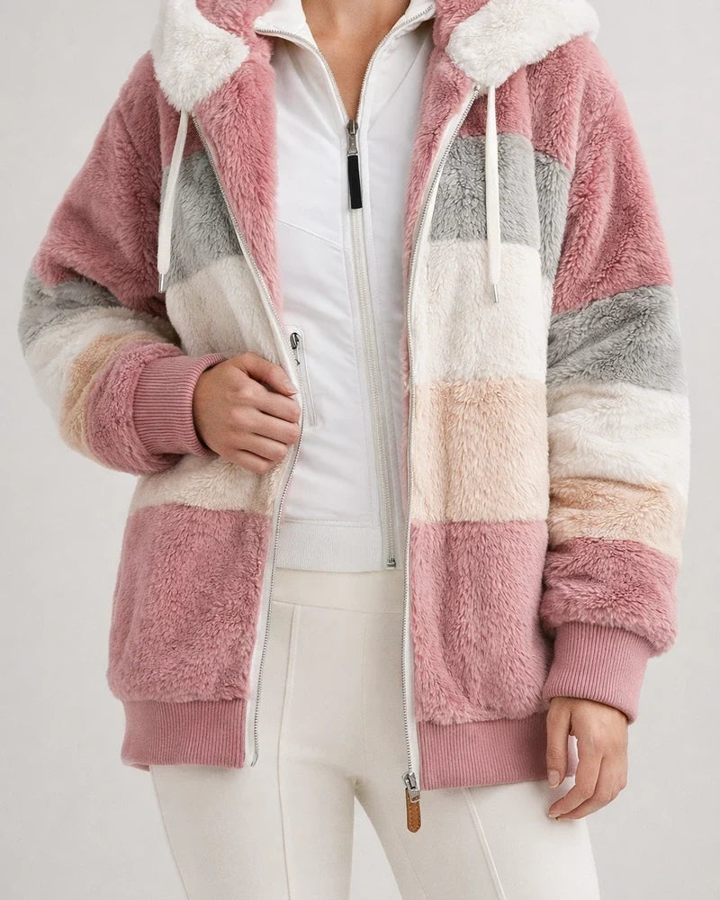 Autumn and Winter Women's Warm Plush Quilted Zipper Hooded Loose Jacket | JRSEE:522ade80-e12b-4ab8-aaff-5281cd755115