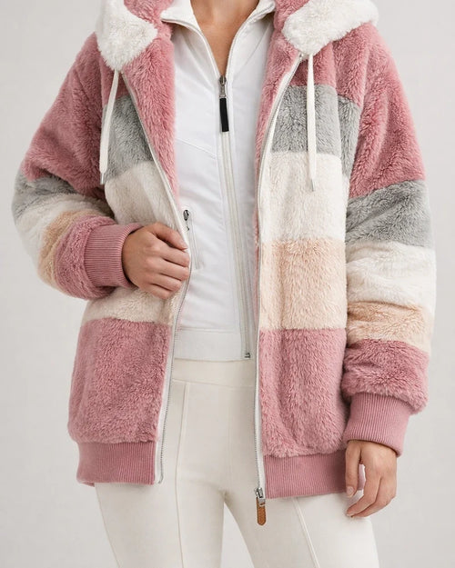 Autumn and Winter Women's Warm Plush Quilted Zipper Hooded Loose Jacket | JRSEE:522ade80-e12b-4ab8-aaff-5281cd755115
