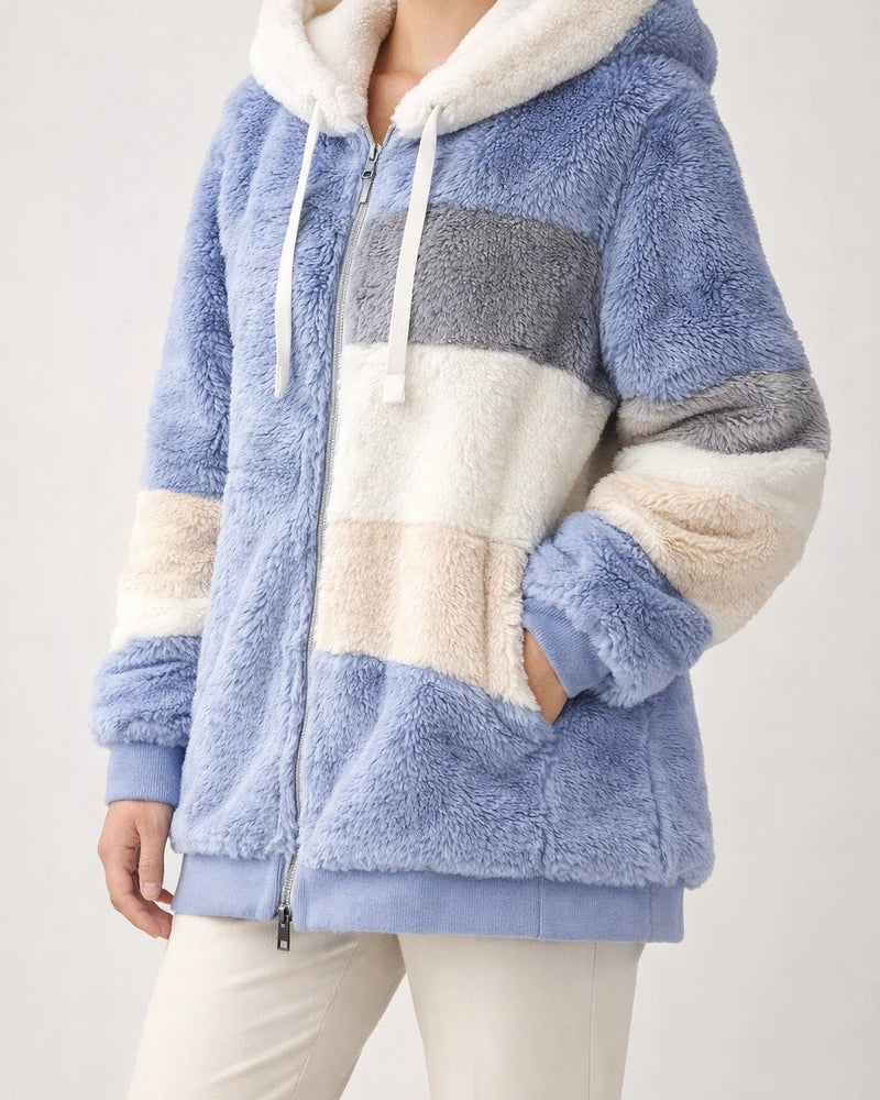 Autumn and Winter Women's Warm Plush Quilted Zipper Hooded Loose Jacket | JRSEE:6d334725-2027-4610-9bad-b610dfbb0b8c