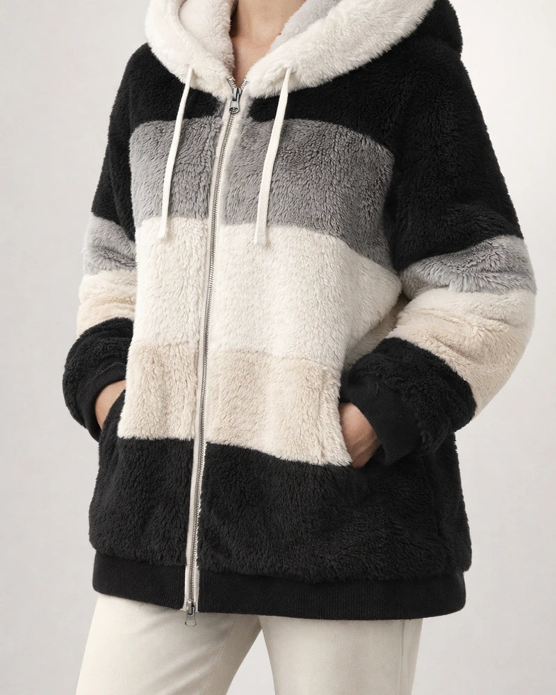 Autumn and Winter Women's Warm Plush Quilted Zipper Hooded Loose Jacket | JRSEE:4bb10528-9da3-4a03-bbe9-e4926632ac5d