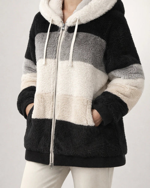 Autumn and Winter Women's Warm Plush Quilted Zipper Hooded Loose Jacket | JRSEE:4bb10528-9da3-4a03-bbe9-e4926632ac5d