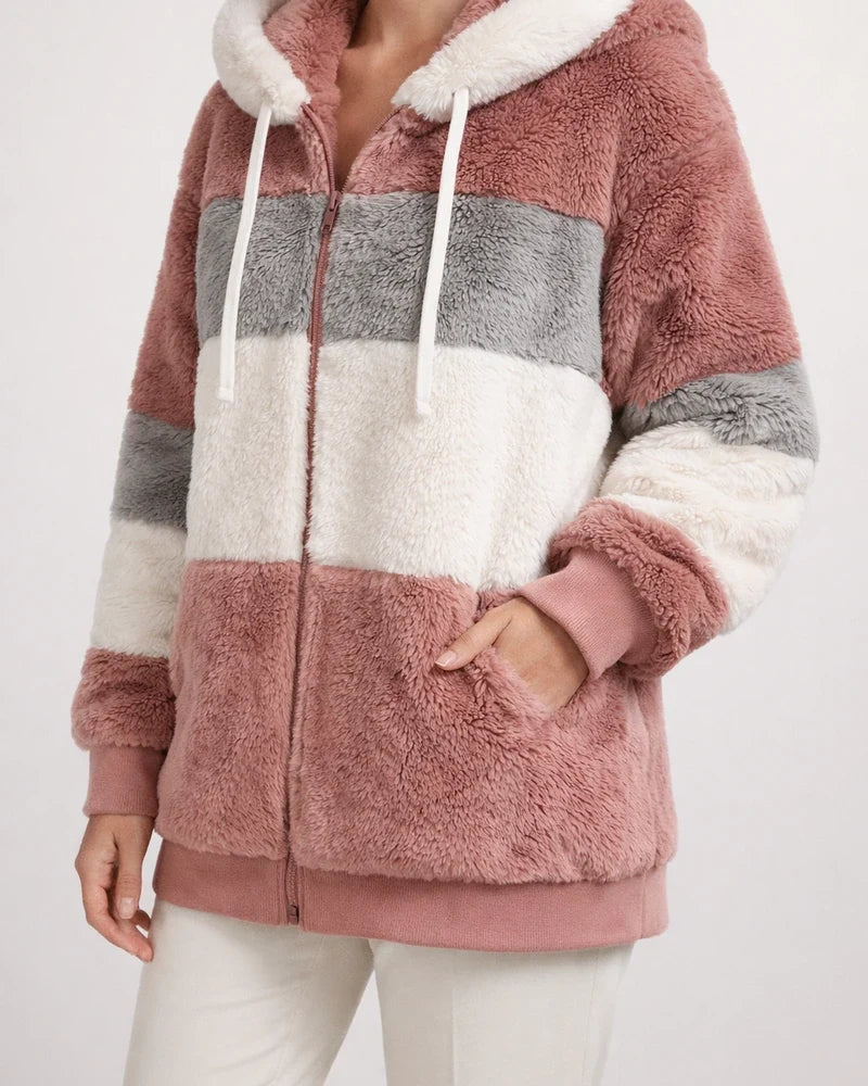 Autumn and Winter Women's Warm Plush Quilted Zipper Hooded Loose Jacket | JRSEE:ae1a70fd-17f7-4d9d-b01e-9708f9ef7074