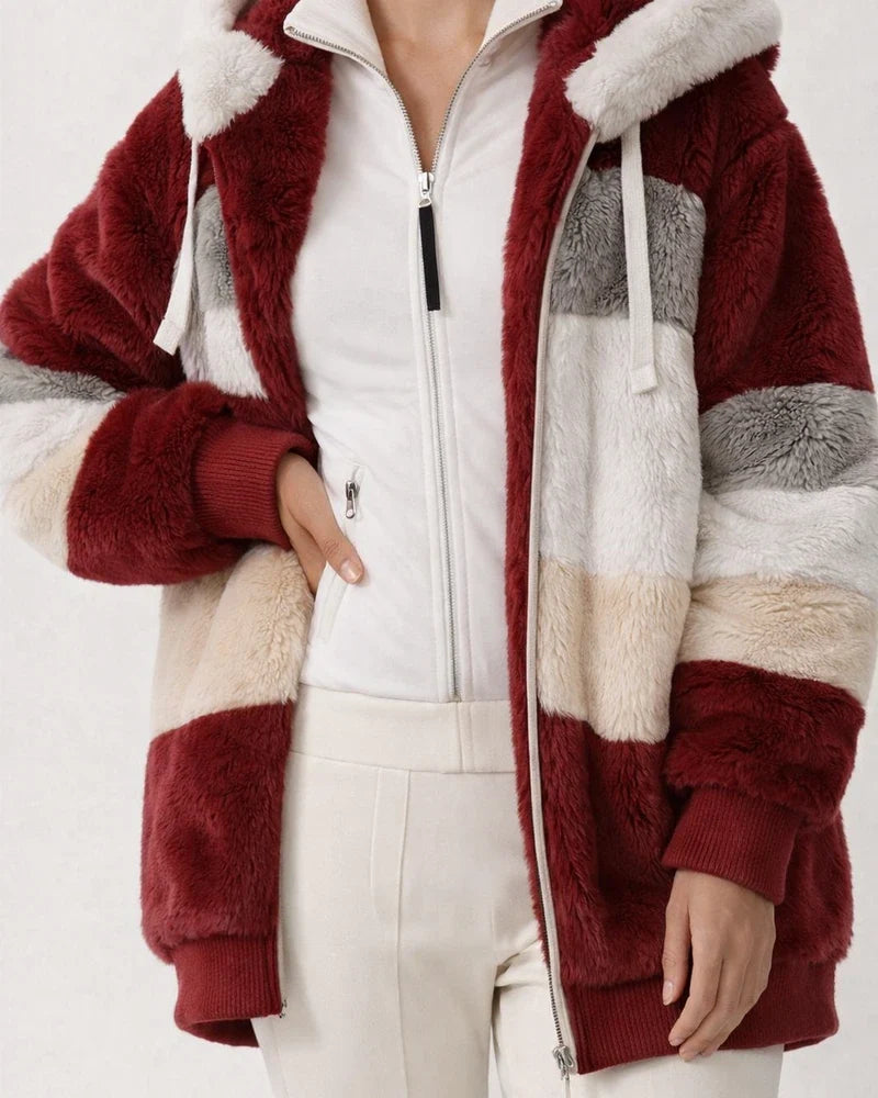 Autumn and Winter Women's Warm Plush Quilted Zipper Hooded Loose Jacket | JRSEE:968d213f-3da8-493a-945d-0fb582d20f02