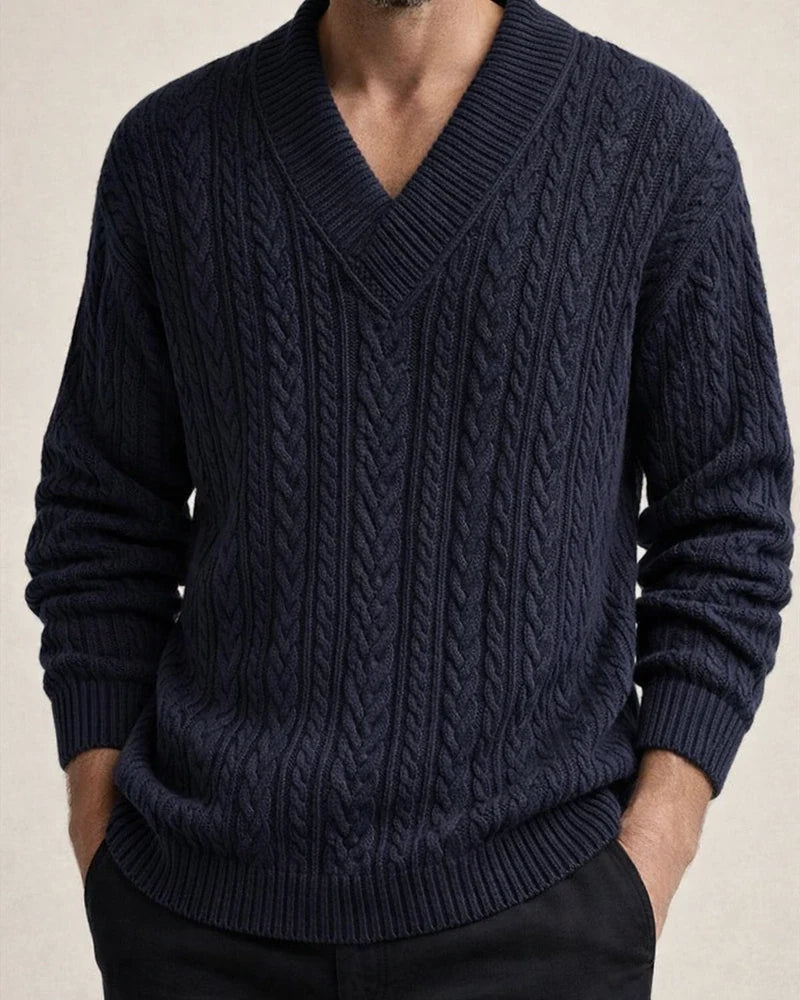 Autumn Casual Jacquard Knit Sweater Men's Fall Loose Long-sleeved T-shirt Men's V-neck Pullover Jacquard Blouse | JRSEE:893fb3ca-17f2-492b-827e-91355886bd06