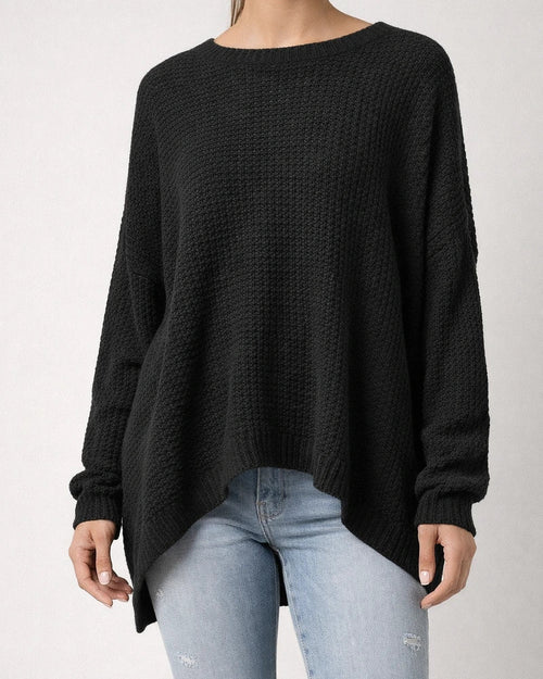Autumn-Chic Polyester Slanted-Neck Loose-Fit Women's Knit Sweater - Fashionable and Versatile | JRSEE:add51007-73a4-418b-b271-bbf119608494