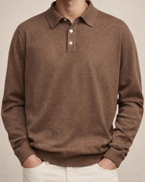 Autumn Long-sleeved V-neck Buttons Men's Casual Tops Polo Shirt | JRSEE:24e784f3-38da-4ba9-9d76-364914f70db4