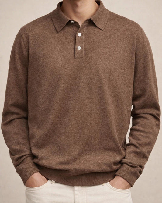 Autumn Long-sleeved V-neck Buttons Men's Casual Tops Polo Shirt | JRSEE:24e784f3-38da-4ba9-9d76-364914f70db4