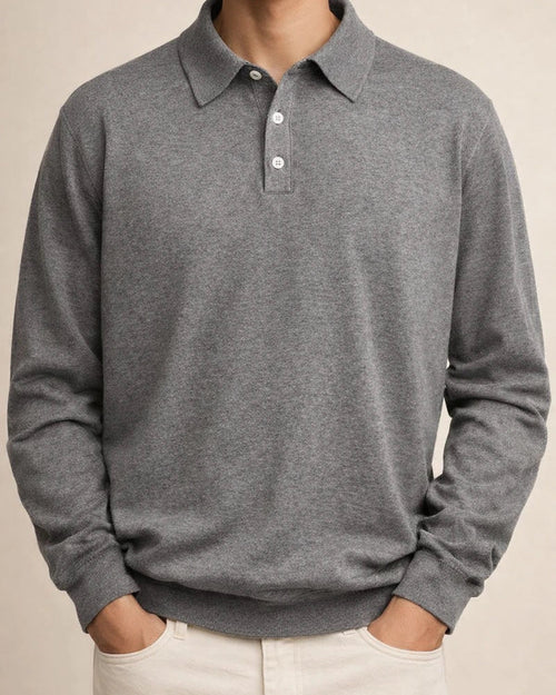 Autumn Long-sleeved V-neck Buttons Men's Casual Tops Polo Shirt | JRSEE:edfa9732-592a-452f-9de0-5320d7cae781